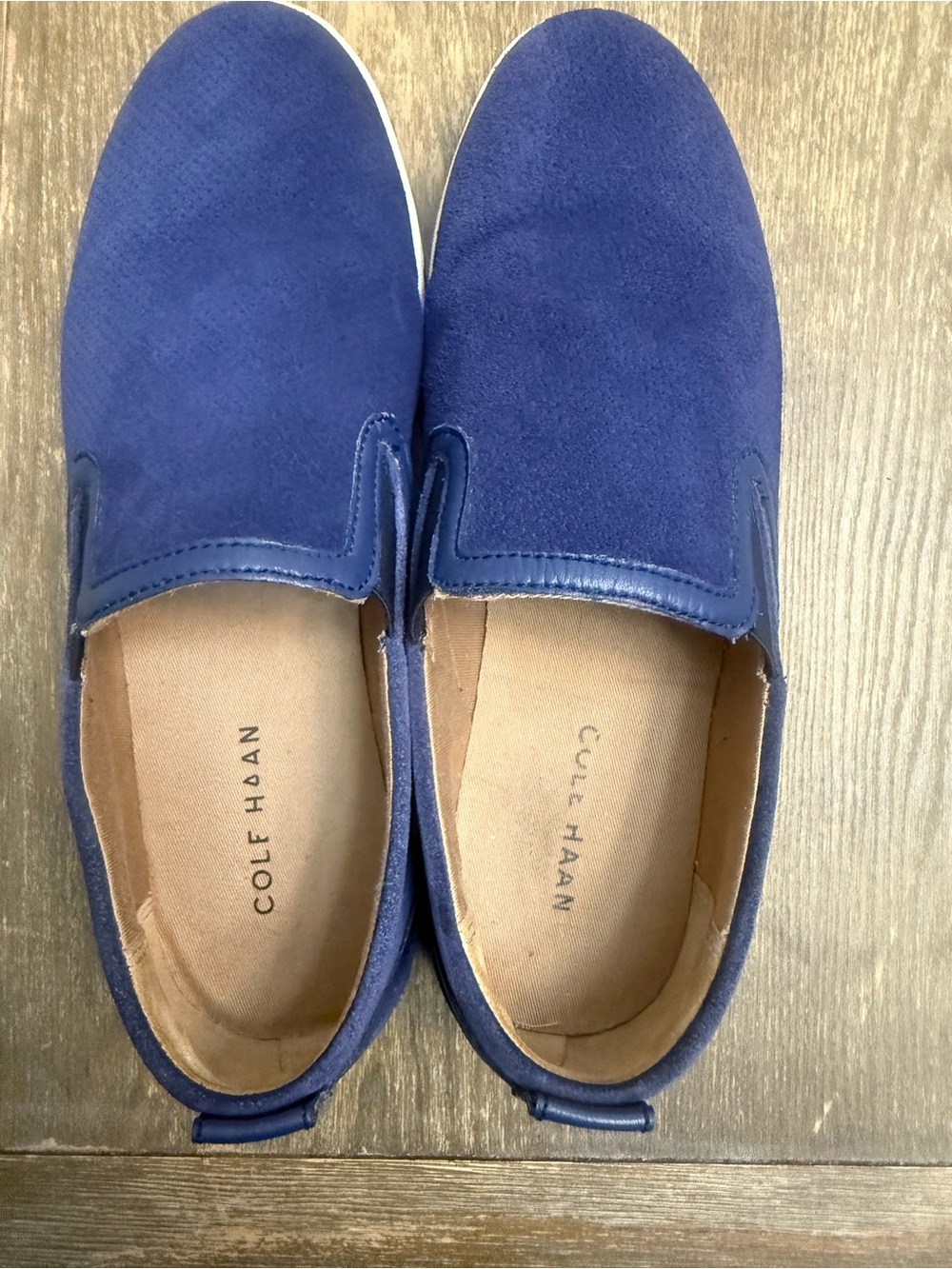 Cole Haan Blue Suede Slip-On Loafers